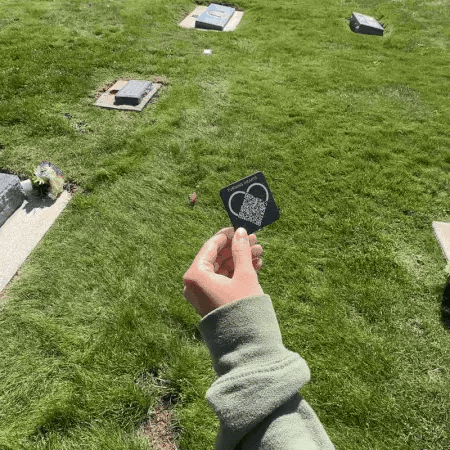 Turning Hearts medallion placed on a memorial