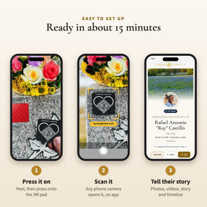 Easy setup: scan the medallion and build the memorial